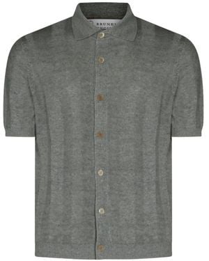 Brunello Cucinelli Ribbed-knit Short-sleeve Shirt - Grey