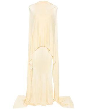 Self-Portrait Cape-Detail Racer-Back Maxi Dress - White
