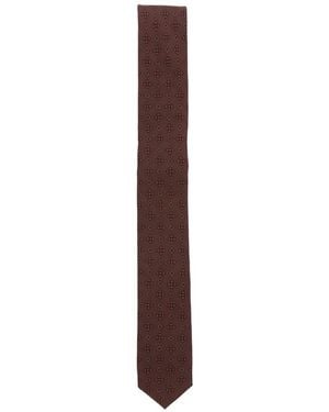 Eleventy Geometric-Print Silk Tie - Brown
