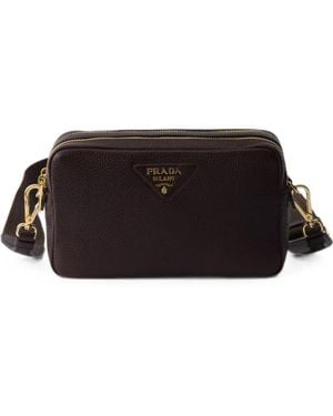 Prada Small Leather Shoulder Bag - Black