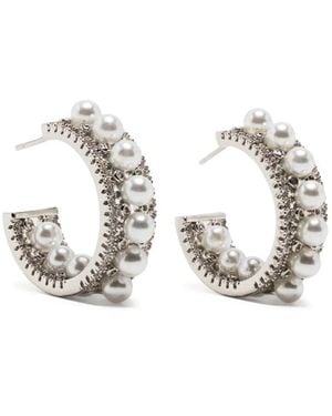 Hzmer Jewelry Aros en plata con perlas - Blanco