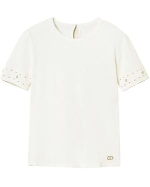 Twinset Short-Sleeve Embellished Top - White