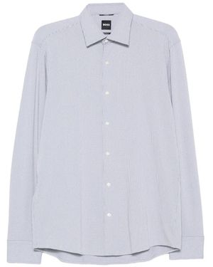 BOSS Camisa A Rayas Micro Con Botones - Blanco