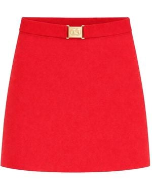 Cult Gaia Amoret Logo-Plaque Knit Skirt - Red