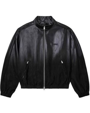 Purple Brand Veste Bomber En Cuir - Black