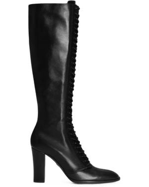 Dolce & Gabbana Lace-Up Calfskin Boots - Black