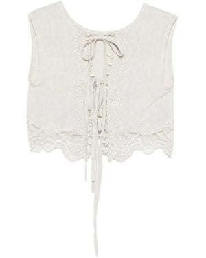 Maurizio Braschi Lace Tie Top - White