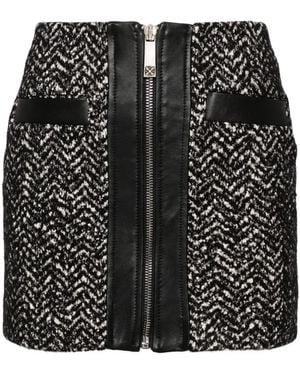 John Richmond Herringbone Mini Skirt - Black