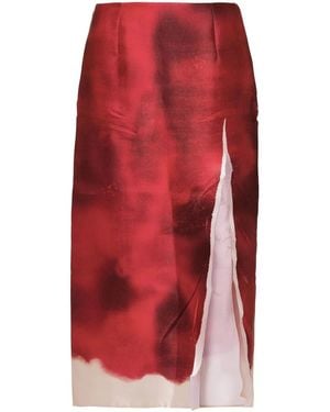 Prada Abstract-print Slit Pencil Skirt - Red