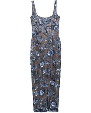 Rachel Gilbert Pierre Embellished Floral-Appliqué Midi Dress - Blue