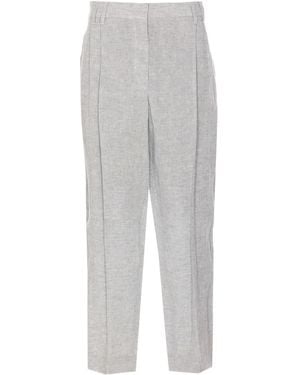 Brunello Cucinelli Pressed-Crease Trousers - Grey