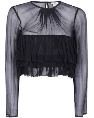 Elisabetta Franchi Ruffled Semi-Sheer Blouse - Blue