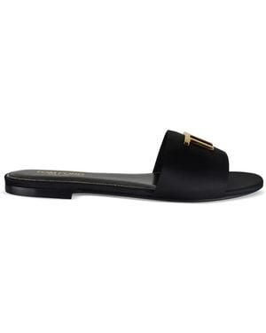 Tom Ford Embossed-Logo Leather Sandals - Black
