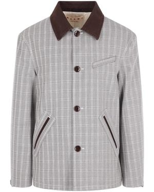 Marni Check-Pattern Jacket - Gray