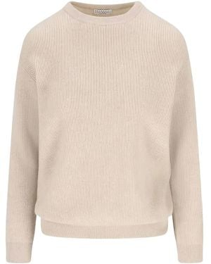 Brunello Cucinelli Ribbed Crewneck Jumper - Natural