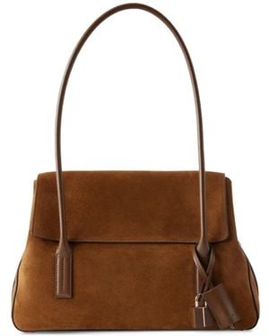 Tom Ford Padlock-Detail Suede Shoulder Bag - Brown