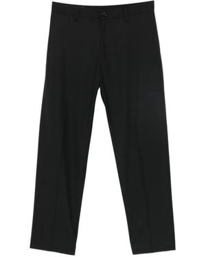 NN07 Elasticated-Waistband Pressed-Crease Pants - Black