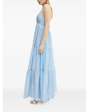 Ermanno Scervino Lace-Trimmed Tiered Maxi Dress - Blue