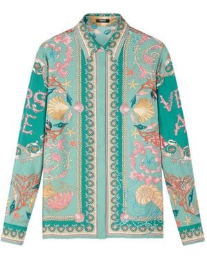 Versace Underwater Barocco Silk Shirt - Green