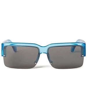 Palm Angels Gafas De Sol Con Placa De Palmera Y Montura Rectangular - Azul