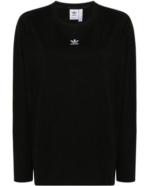 adidas Trefoil-Logo Cotton T-Shirt - Black