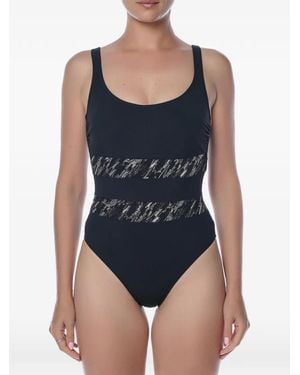 Gottex Abstract-Print Scoop-Neck Swimsuit - Blue
