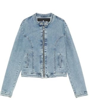 Patrizia Pepe Zip-Up Denim Jacket - Blue