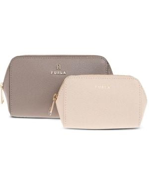 Furla レザーコスメポーチ - グレー