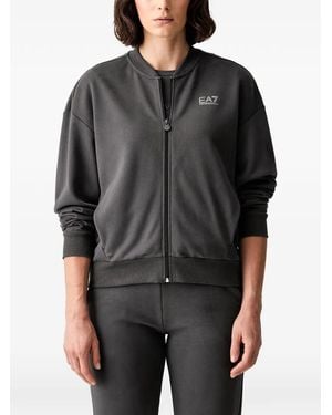 EA7 Sudadera Con Logo Y Cremallera - Negro