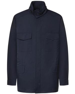 Loro Piana High-Neck Multi-Pocket Jacket - Blue