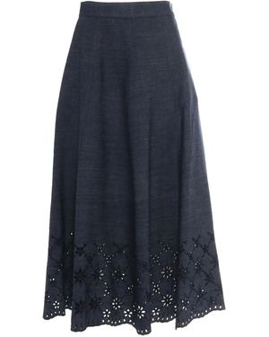 Lorena Antoniazzi Gonna Denim Con Ricamo - Blu