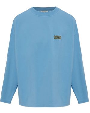 American Vintage T-Shirt Gixy Oversize Con Logo - Blu