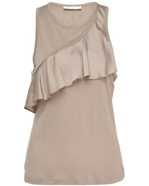 Club21 Collection Ruffled Jersey Top - Natural