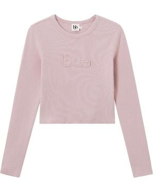 B+ AB Embossed Long-Sleeve Top - Pink