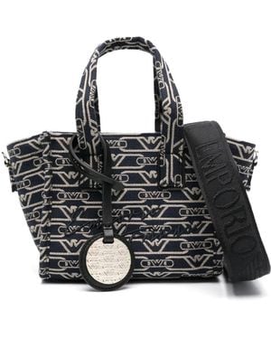 Emporio Armani モノグラム ハンドバッグ - ブラック