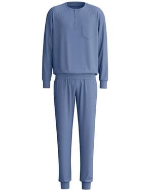 CALIDA Pijama Relax Choice Con Solapa Con Botones Y Bolsillo En El Pecho - Azul
