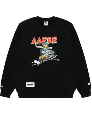 Aape By A Bathing Ape Graphic-Print Crew-Neck Sweatshirt - Black