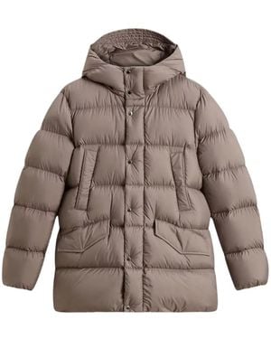 Woolrich Cloud Quilted Hooded Jacket - Brown