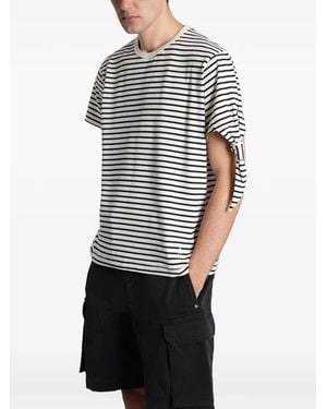 JW Anderson Striped Tie-Sleeve T-Shirt - White