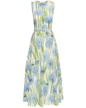 Oscar de la Renta Allium Poplin Dress - Blue