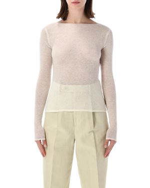 AURALEE Semi-Transparenter Kaschmirpullover - Natur