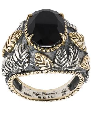 Ugo Cacciatori Ring Mit Blattdesign - Schwarz