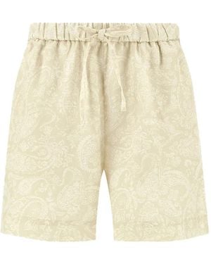 Paul & Shark Paisley-Print Linen Shorts - Natural