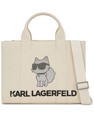 Karl Lagerfeld Borsa Tote Media Con Cristalli - Bianco