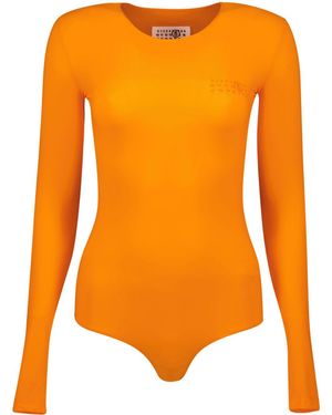 MM6 by Maison Martin Margiela Numbers-Motif Bodysuit - Orange