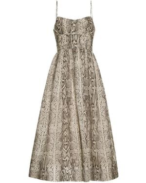 Cara Cara Alba Snake-Print Midi Dress - Natural