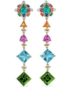 Anabela Chan 18Kt Vermeil Tropical Paradise Multi-Stone And Diamond Clip-On Earrings - White
