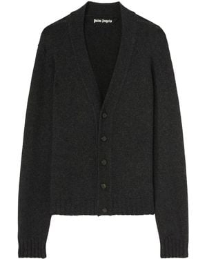 Palm Angels Cardigan Con Logo - Nero