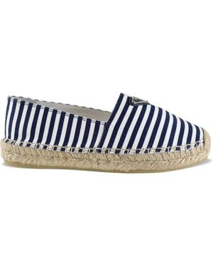 Prada Striped Logo-Detail Espadrilles - White