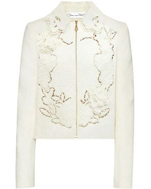 Oscar de la Renta Rose Cut-Out Jacket - White
